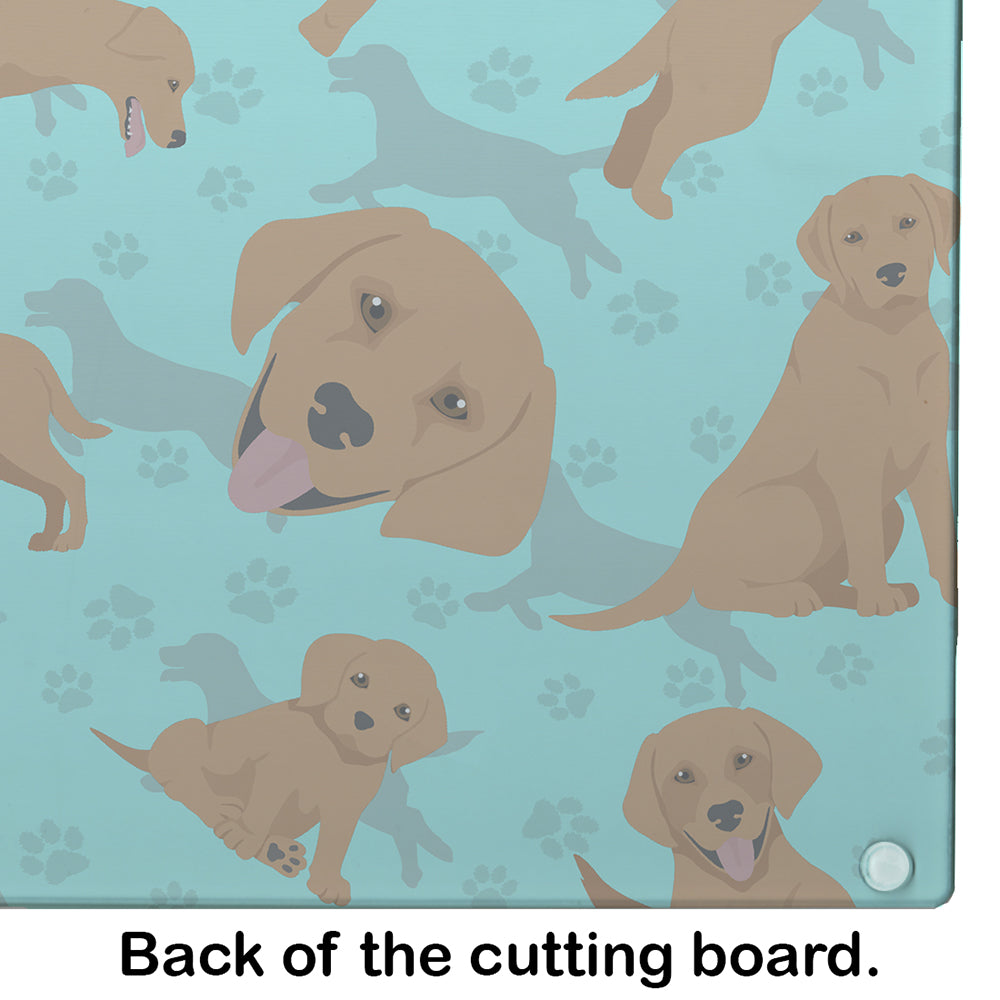 Red Fox Labrador Retriever Cutting Board Tempered Glass Kitchen Cutting Surface, Heat Resistant Chopping, Non-Slip Feet, Food Prep & Serving