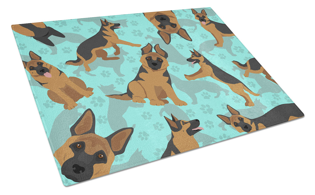 German Shepherd Cutting Board Tempered Glass Kitchen Cutting Surface, Heat Resistant Chopping, Non-Slip Feet, Food Prep & Serving