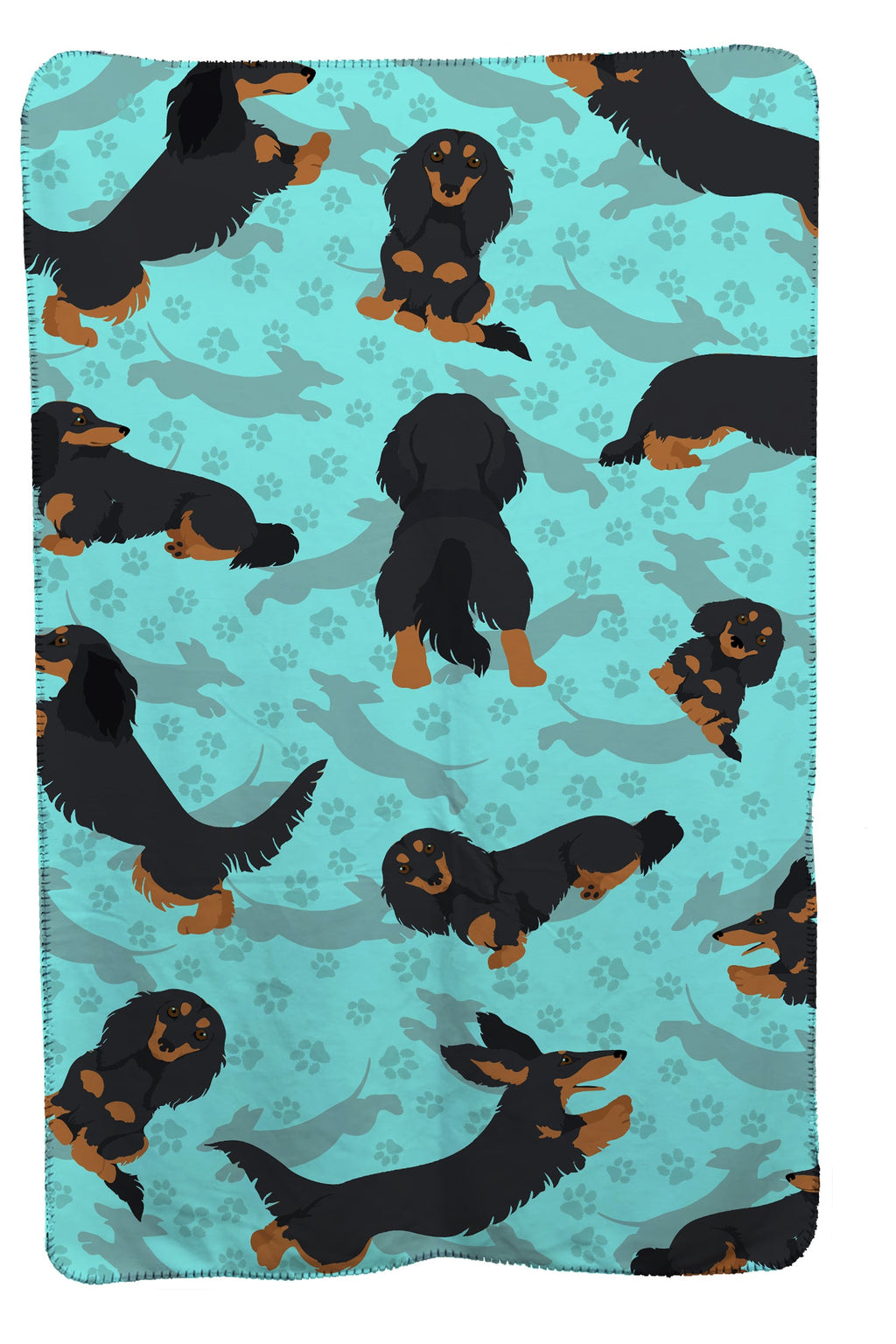 Longhaired Black Tan Dachshund Soft Travel Blanket with Bag Airplane Blanket, Indoor Outdoor Camping Blanket for Traveling, Picnics, Beach Trips, Concerts