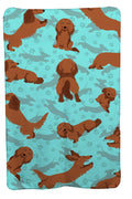 Longhaired Red Dachshund Soft Travel Blanket with Bag Airplane Blanket, Indoor Outdoor Camping Blanket for Traveling, Picnics, Beach Trips, Concerts