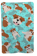 Red and White English Bulldog Soft Travel Blanket with Bag Airplane Blanket, Indoor Outdoor Camping Blanket for Traveling, Picnics, Beach Trips, Concerts