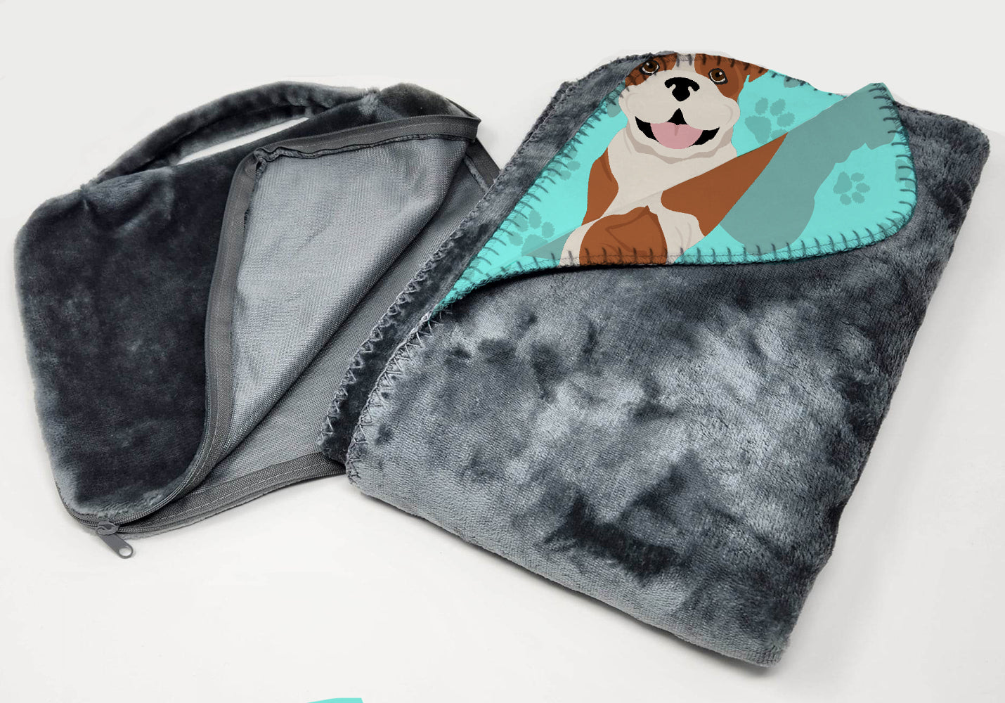 Red and White English Bulldog Soft Travel Blanket with Bag Airplane Blanket, Indoor Outdoor Camping Blanket for Traveling, Picnics, Beach Trips, Concerts