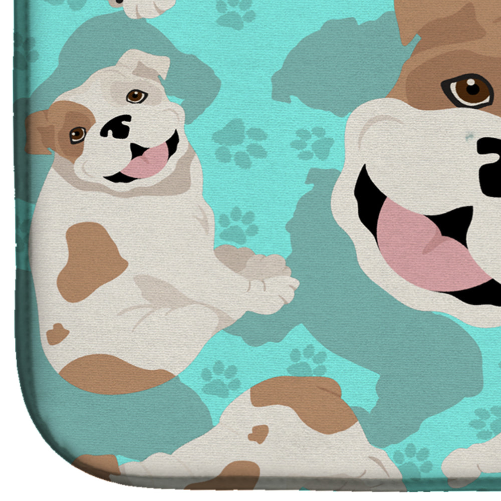 Piebald English Bulldog Dish Drying Mat Absorbent Dish Drying Mat Pad for Kitchen Counter Dish Drainer Mat for Countertop, 14 x 21", Multicolor