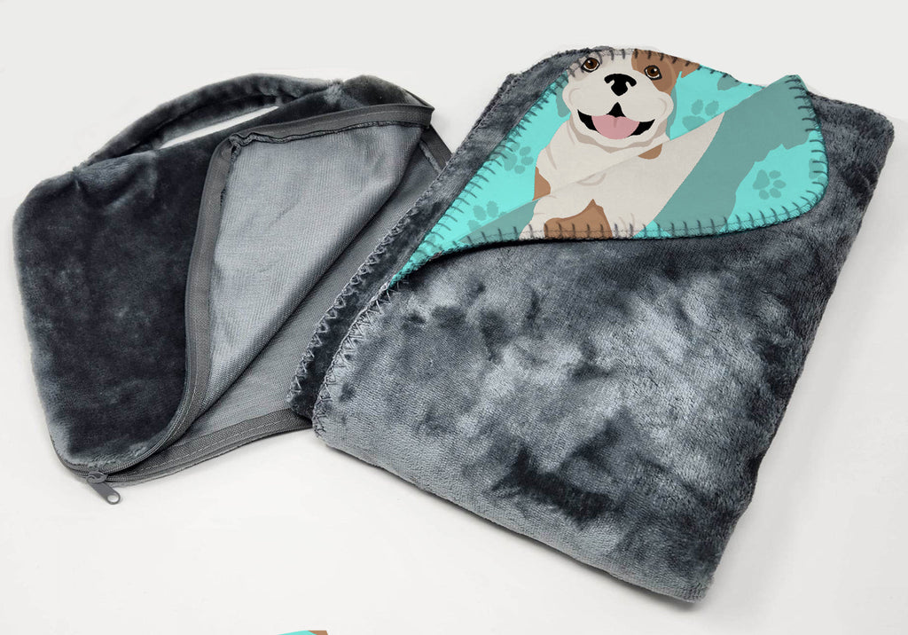 Piebald English Bulldog Soft Travel Blanket with Bag Airplane Blanket, Indoor Outdoor Camping Blanket for Traveling, Picnics, Beach Trips, Concerts