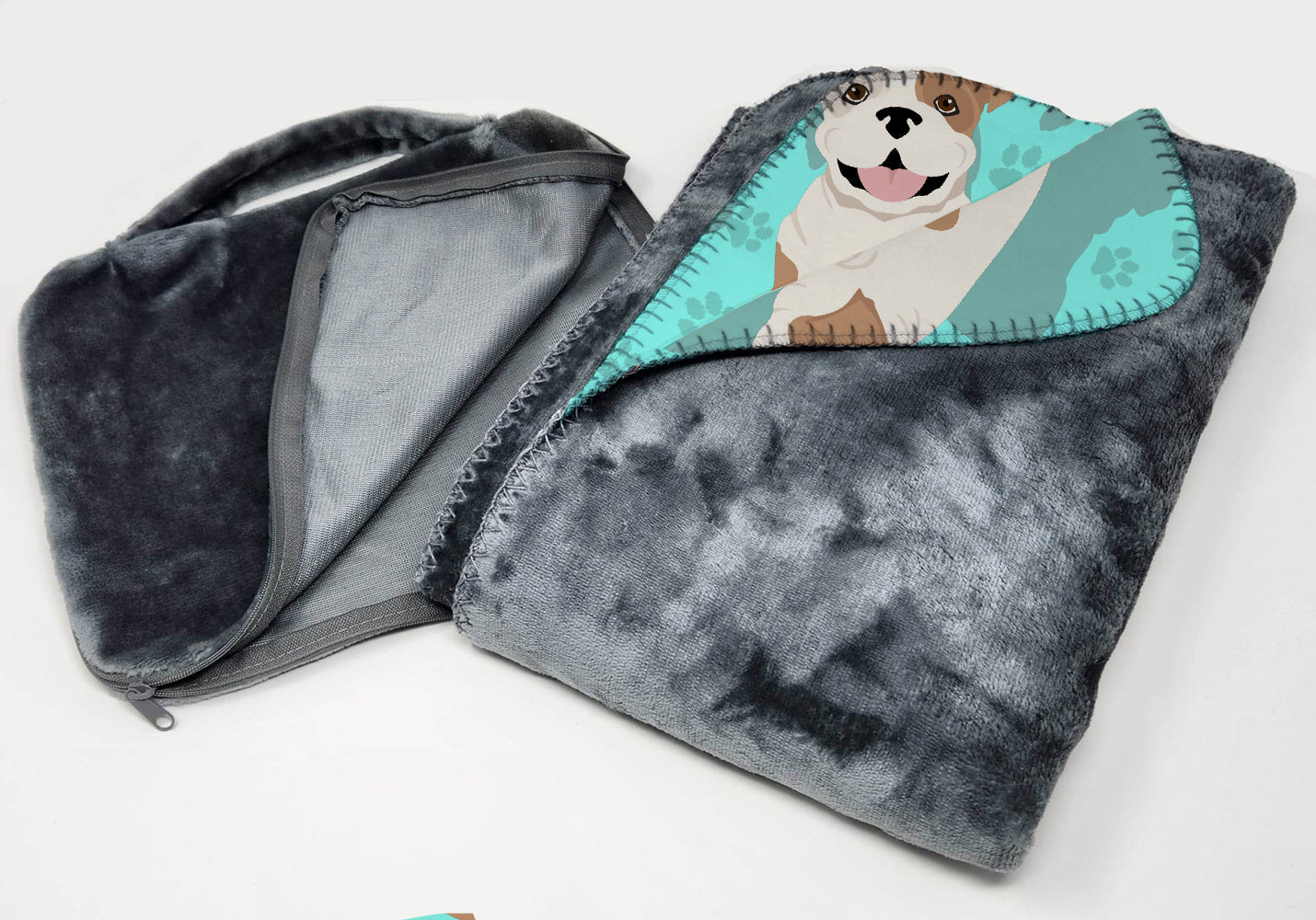 Piebald English Bulldog Soft Travel Blanket with Bag Airplane Blanket, Indoor Outdoor Camping Blanket for Traveling, Picnics, Beach Trips, Concerts