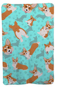 Red and White Pembroke Corgi Soft Travel Blanket with Bag Airplane Blanket, Indoor Outdoor Camping Blanket for Traveling, Picnics, Beach Trips, Concerts