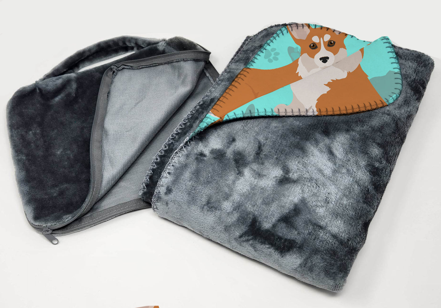 Red and White Pembroke Corgi Soft Travel Blanket with Bag Airplane Blanket, Indoor Outdoor Camping Blanket for Traveling, Picnics, Beach Trips, Concerts
