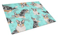Blue Merle Welsh Cardigan Corgi Cutting Board Tempered Glass Kitchen Cutting Surface, Heat Resistant Chopping, Non-Slip Feet, Food Prep & Serving