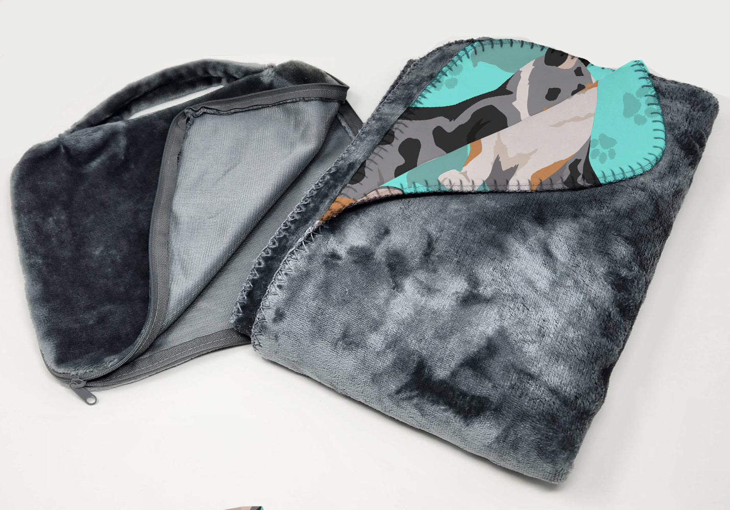 Blue Merle Welsh Cardigan Corgi Soft Travel Blanket with Bag Airplane Blanket, Indoor Outdoor Camping Blanket for Traveling, Picnics, Beach Trips, Concerts