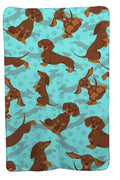 Chocolate and Tan Dachshund Soft Travel Blanket with Bag Airplane Blanket, Indoor Outdoor Camping Blanket for Traveling, Picnics, Beach Trips, Concerts