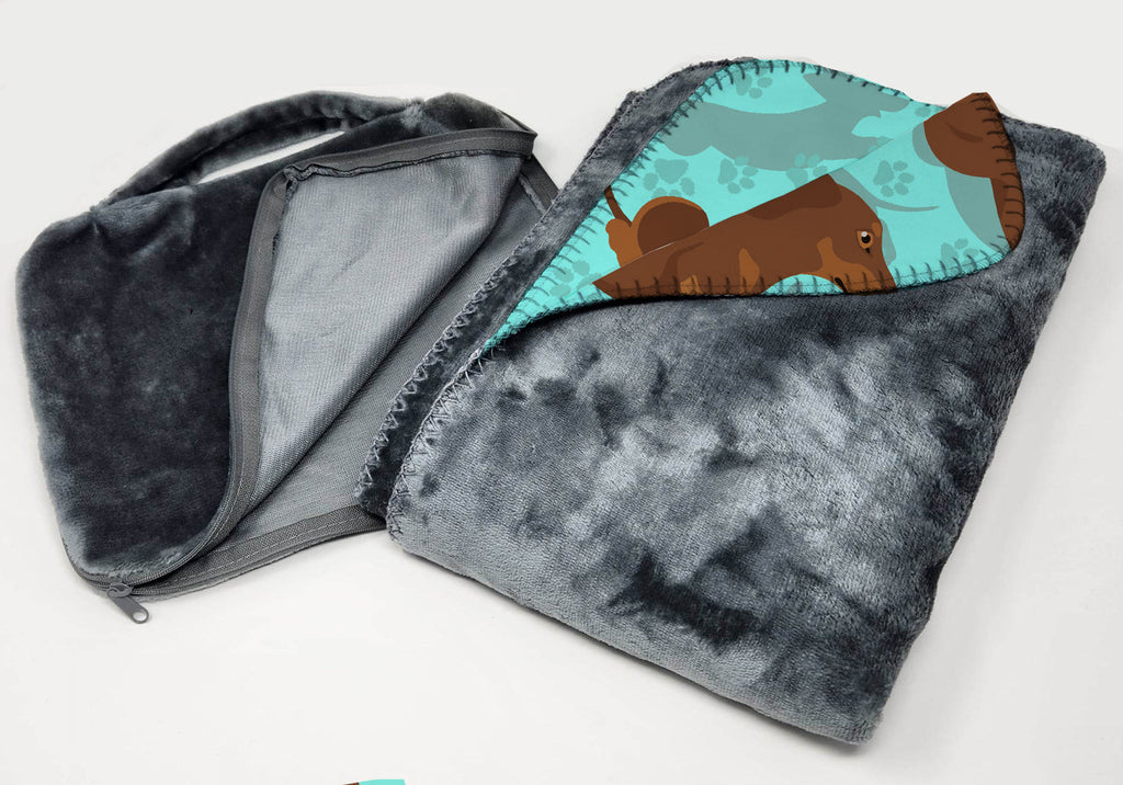 Chocolate and Tan Dachshund Soft Travel Blanket with Bag Airplane Blanket, Indoor Outdoor Camping Blanket for Traveling, Picnics, Beach Trips, Concerts