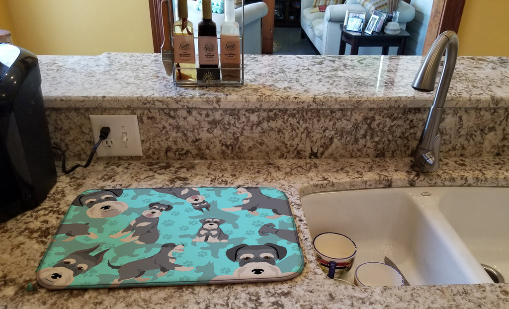 Schnauzer Dish Drying Mat Absorbent Dish Drying Mat Pad for Kitchen Counter Dish Drainer Mat for Countertop, 14 x 21", Multicolor