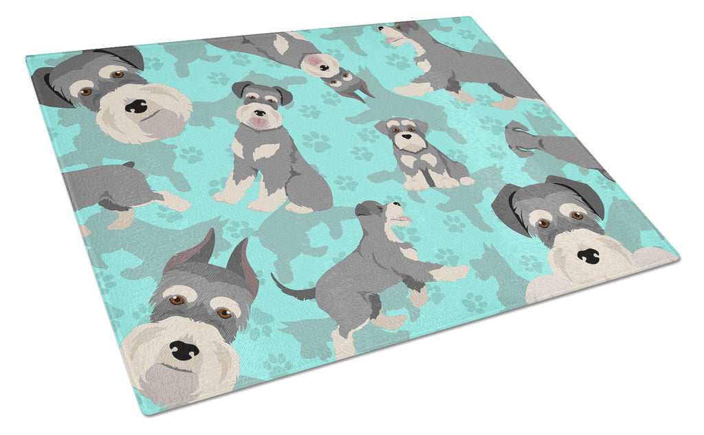 Schnauzer Cutting Board Tempered Glass Kitchen Cutting Surface, Heat Resistant Chopping, Non-Slip Feet, Food Prep & Serving