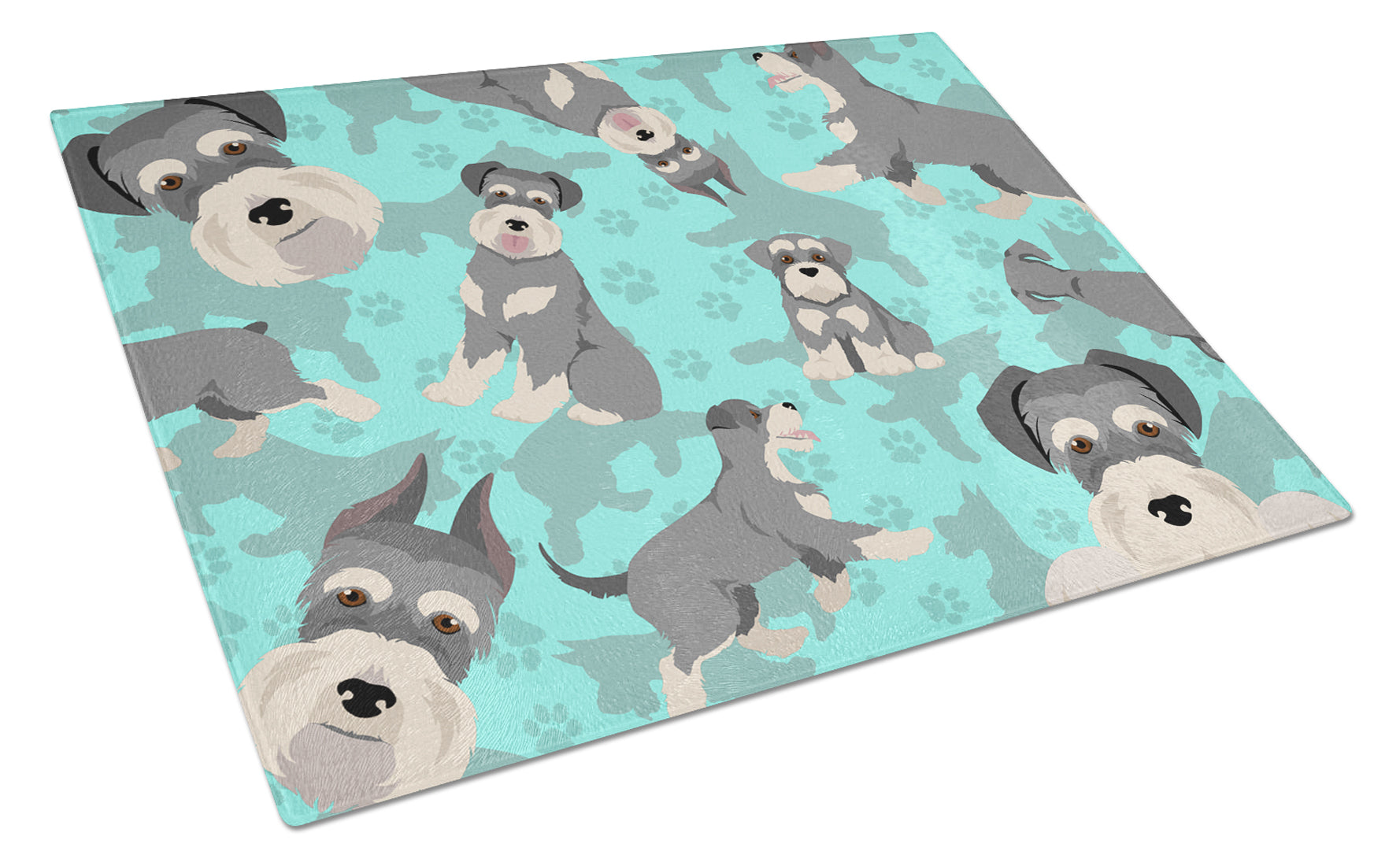 Schnauzer Cutting Board Tempered Glass Kitchen Cutting Surface, Heat Resistant Chopping, Non-Slip Feet, Food Prep & Serving