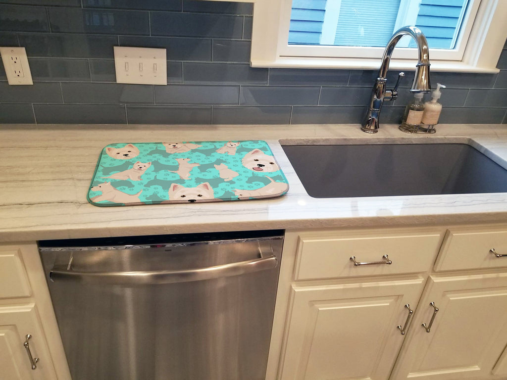 Westie Dish Drying Mat Absorbent Dish Drying Mat Pad for Kitchen Counter Dish Drainer Mat for Countertop, 14 x 21", Multicolor