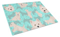Westie Cutting Board Tempered Glass Kitchen Cutting Surface, Heat Resistant Chopping, Non-Slip Feet, Food Prep & Serving