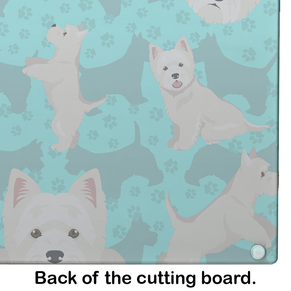 Westie Cutting Board Tempered Glass Kitchen Cutting Surface, Heat Resistant Chopping, Non-Slip Feet, Food Prep & Serving