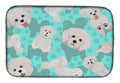 Bichon Frise Dish Drying Mat Absorbent Dish Drying Mat Pad for Kitchen Counter Dish Drainer Mat for Countertop, 14 x 21", Multicolor