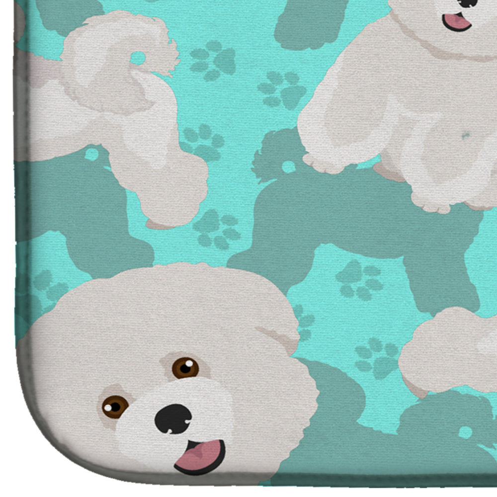 Bichon Frise Dish Drying Mat Absorbent Dish Drying Mat Pad for Kitchen Counter Dish Drainer Mat for Countertop, 14 x 21", Multicolor