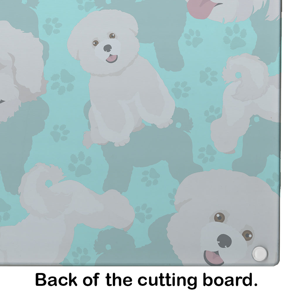 Bichon Frise Cutting Board Tempered Glass Kitchen Cutting Surface, Heat Resistant Chopping, Non-Slip Feet, Food Prep & Serving