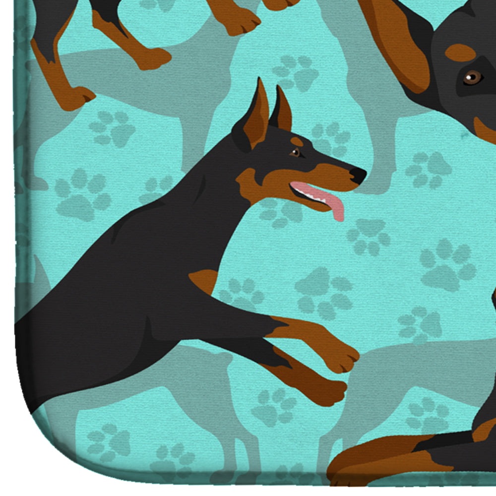 Doberman Pinscher Dish Drying Mat Absorbent Dish Drying Mat Pad for Kitchen Counter Dish Drainer Mat for Countertop, 14 x 21", Multicolor