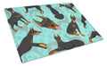 Doberman Pinscher Cutting Board Tempered Glass Kitchen Cutting Surface, Heat Resistant Chopping, Non-Slip Feet, Food Prep & Serving
