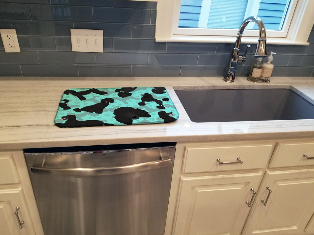 Black Standard Poodle Dish Drying Mat Absorbent Dish Drying Mat Pad for Kitchen Counter Dish Drainer Mat for Countertop, 14 x 21", Multicolor