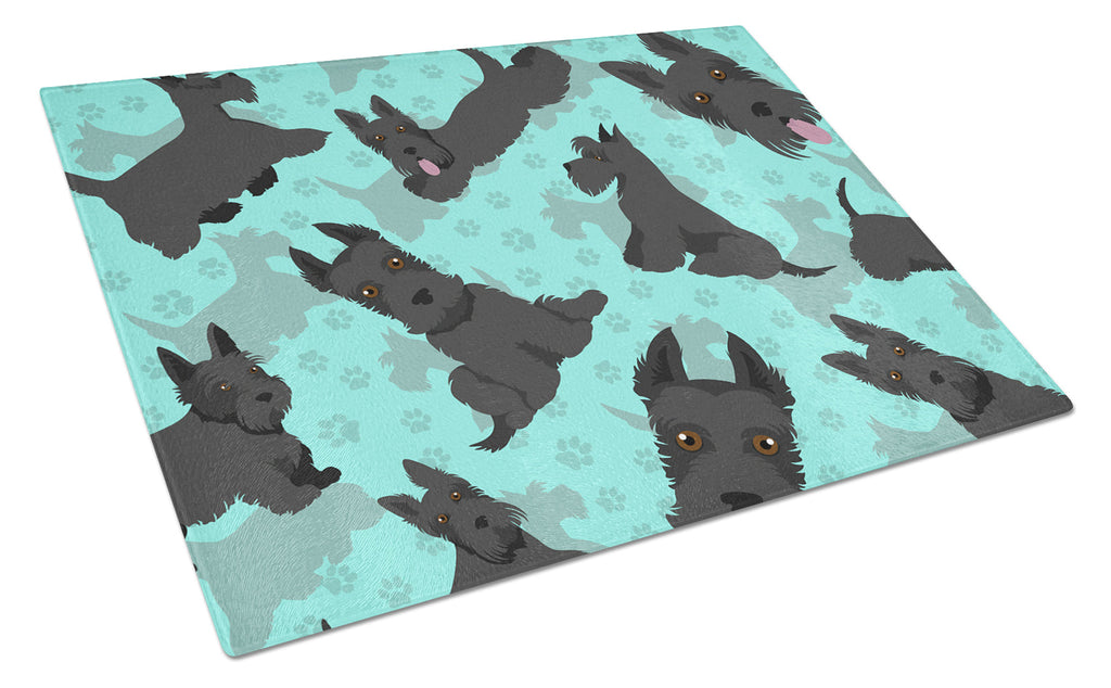 Scottish Terrier Cutting Board Tempered Glass Kitchen Cutting Surface, Heat Resistant Chopping, Non-Slip Feet, Food Prep & Serving