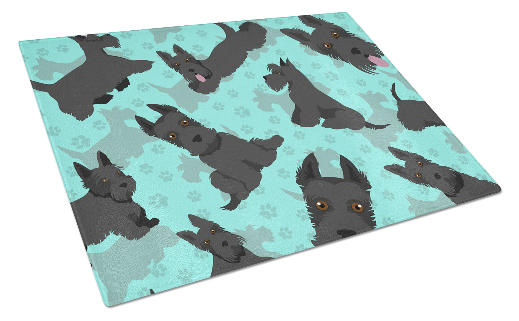 Scottish Terrier Cutting Board Tempered Glass Kitchen Cutting Surface, Heat Resistant Chopping, Non-Slip Feet, Food Prep & Serving