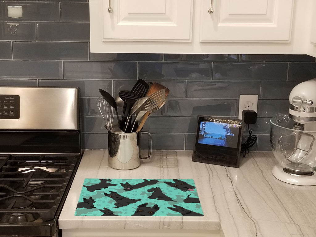Scottish Terrier Cutting Board Tempered Glass Kitchen Cutting Surface, Heat Resistant Chopping, Non-Slip Feet, Food Prep & Serving