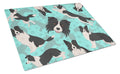 Border Collie Cutting Board Tempered Glass Kitchen Cutting Surface, Heat Resistant Chopping, Non-Slip Feet, Food Prep & Serving