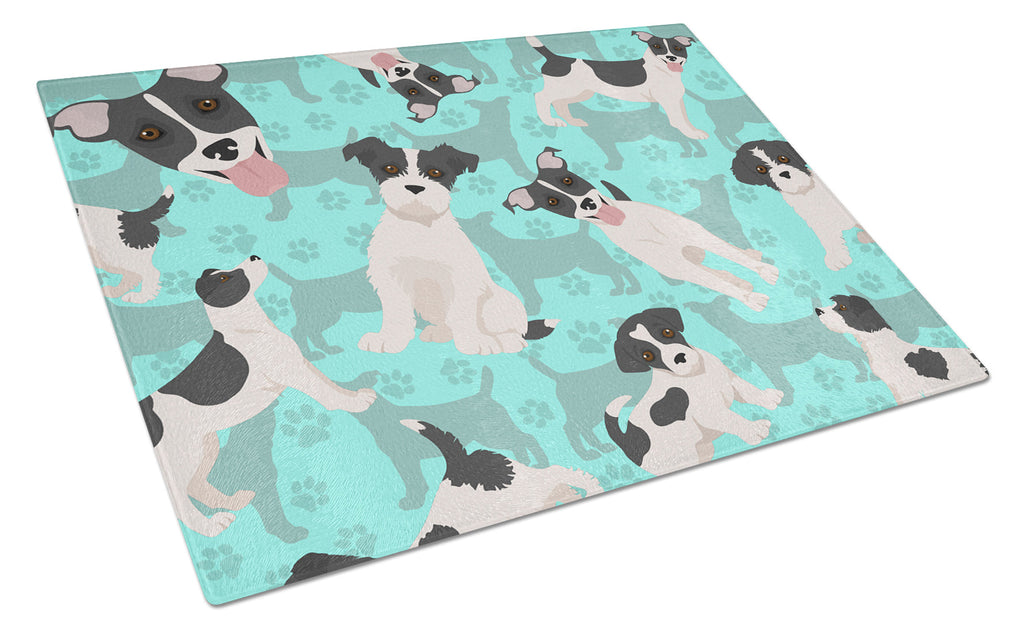 Jack Russell Terrier Cutting Board Tempered Glass Kitchen Cutting Surface, Heat Resistant Chopping, Non-Slip Feet, Food Prep & Serving