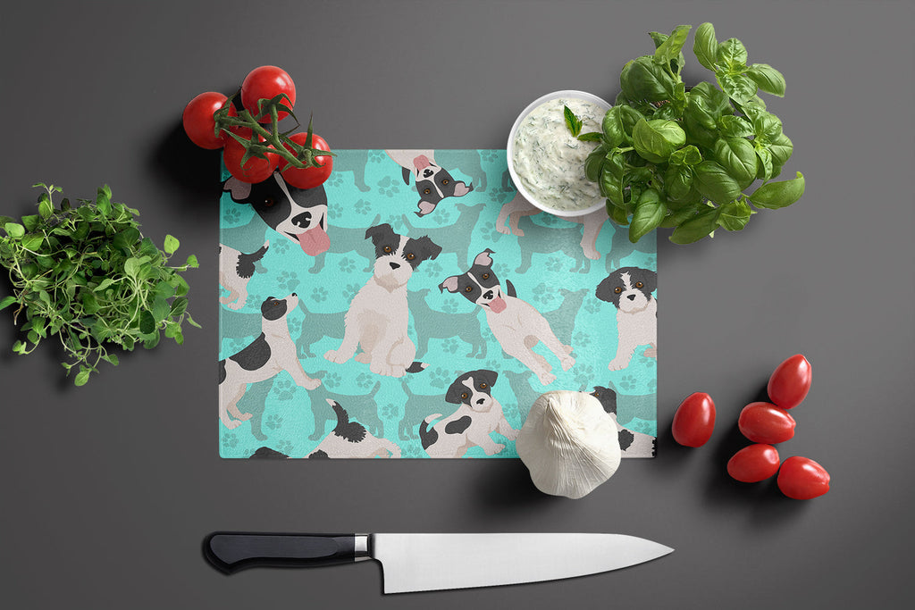 Jack Russell Terrier Cutting Board Tempered Glass Kitchen Cutting Surface, Heat Resistant Chopping, Non-Slip Feet, Food Prep & Serving