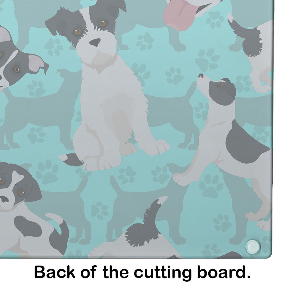 Jack Russell Terrier Cutting Board Tempered Glass Kitchen Cutting Surface, Heat Resistant Chopping, Non-Slip Feet, Food Prep & Serving