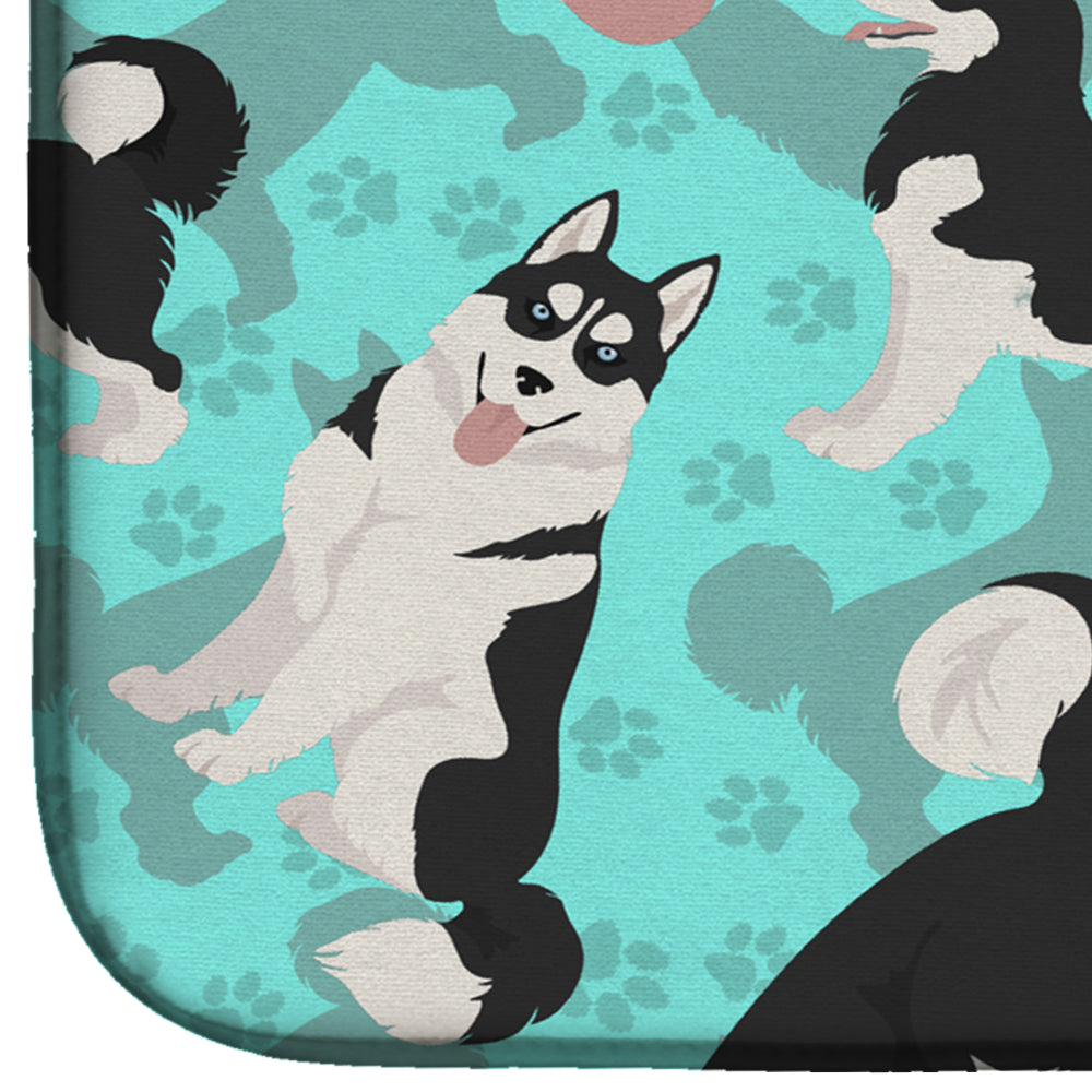 Siberian Husky Dish Drying Mat Absorbent Dish Drying Mat Pad for Kitchen Counter Dish Drainer Mat for Countertop, 14 x 21", Multicolor