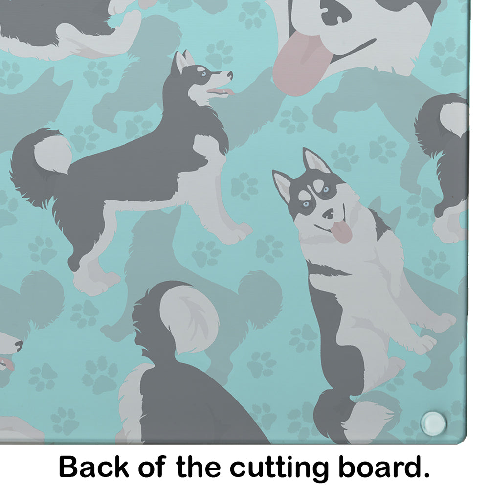 Siberian Husky Cutting Board Tempered Glass Kitchen Cutting Surface, Heat Resistant Chopping, Non-Slip Feet, Food Prep & Serving
