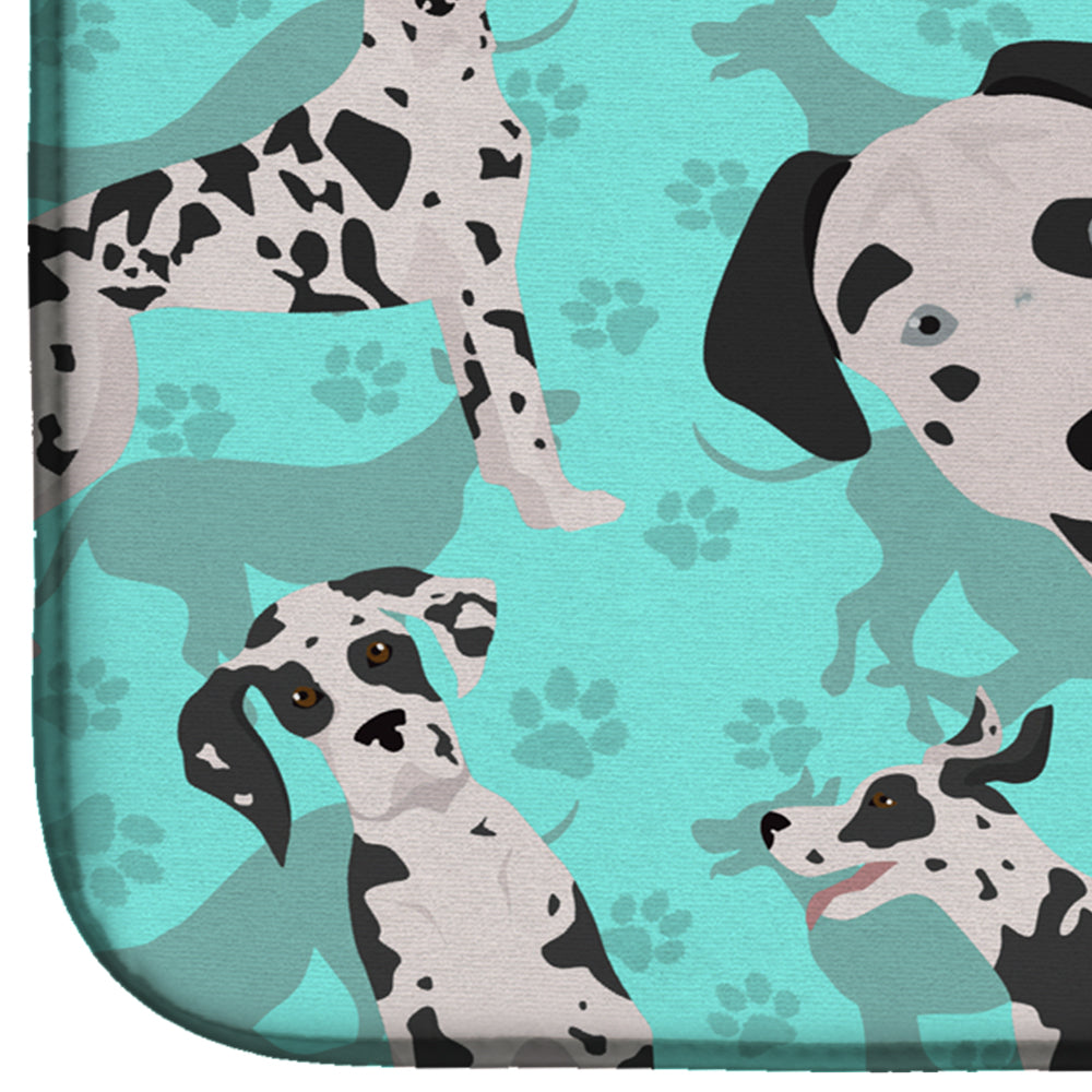 Harlequin Natural Ears Great Dane Dish Drying Mat Absorbent Dish Drying Mat Pad for Kitchen Counter Dish Drainer Mat for Countertop, 14 x 21", Multicolor