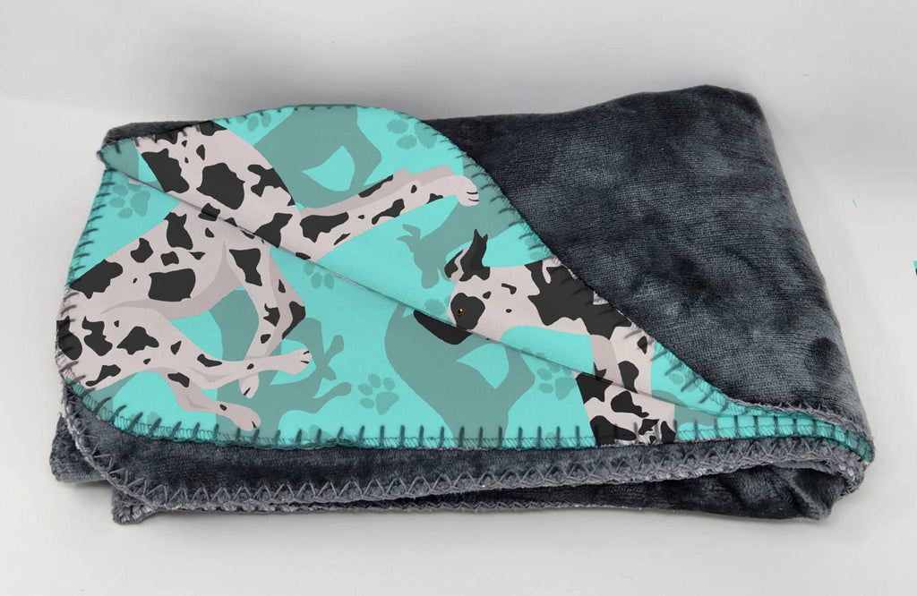 Harlequin Natural Ears Great Dane Soft Travel Blanket with Bag Airplane Blanket, Indoor Outdoor Camping Blanket for Traveling, Picnics, Beach Trips, Concerts