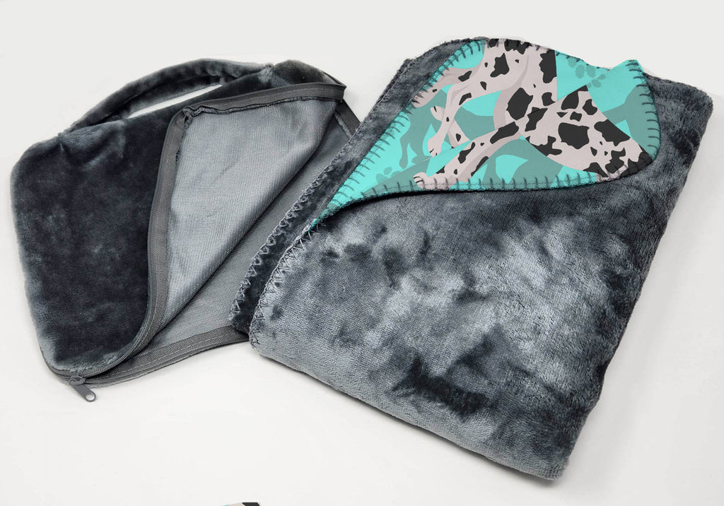 Harlequin Natural Ears Great Dane Soft Travel Blanket with Bag Airplane Blanket, Indoor Outdoor Camping Blanket for Traveling, Picnics, Beach Trips, Concerts