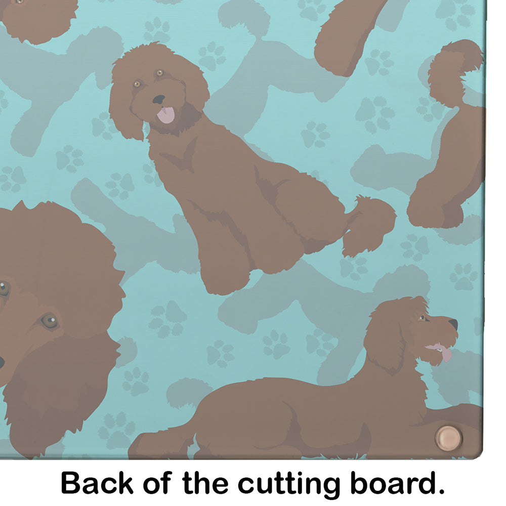 Chocolate Standard Poodle Cutting Board Tempered Glass Kitchen Cutting Surface, Heat Resistant Chopping, Non-Slip Feet, Food Prep & Serving