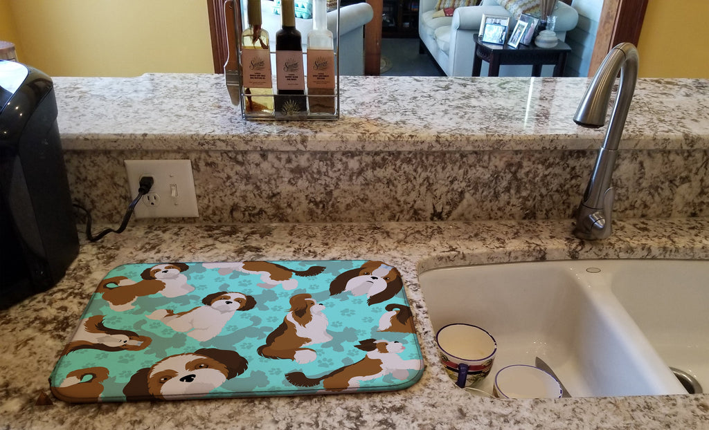 Shih Tzu Dish Drying Mat Absorbent Dish Drying Mat Pad for Kitchen Counter Dish Drainer Mat for Countertop, 14 x 21", Multicolor