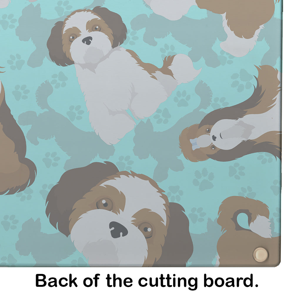 Shih Tzu Cutting Board Tempered Glass Kitchen Cutting Surface, Heat Resistant Chopping, Non-Slip Feet, Food Prep & Serving