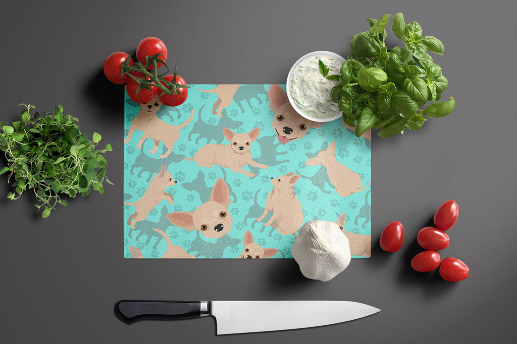 Chihuahua Cutting Board Tempered Glass Kitchen Cutting Surface, Heat Resistant Chopping, Non-Slip Feet, Food Prep & Serving