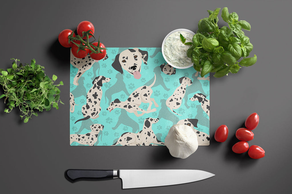 Dalmatian Cutting Board Tempered Glass Kitchen Cutting Surface, Heat Resistant Chopping, Non-Slip Feet, Food Prep & Serving