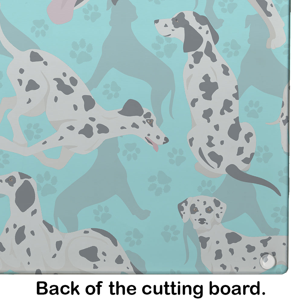 Dalmatian Cutting Board Tempered Glass Kitchen Cutting Surface, Heat Resistant Chopping, Non-Slip Feet, Food Prep & Serving