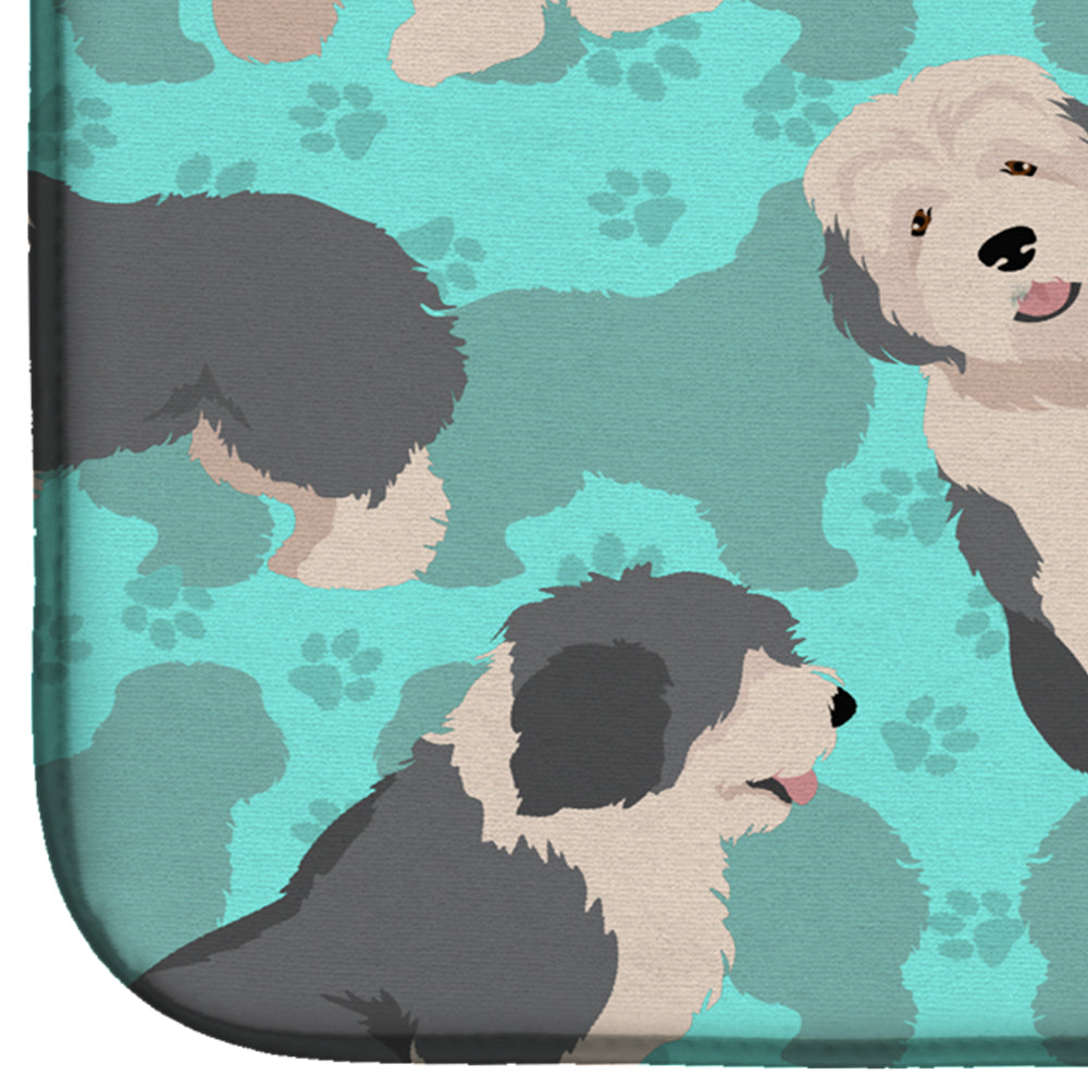 Old English Sheepdog Dish Drying Mat Absorbent Dish Drying Mat Pad for Kitchen Counter Dish Drainer Mat for Countertop, 14 x 21", Multicolor