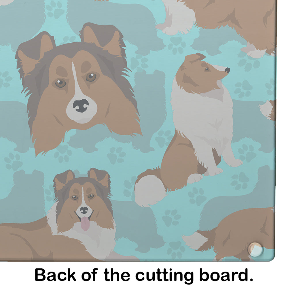 Sheltie Cutting Board Tempered Glass Kitchen Cutting Surface, Heat Resistant Chopping, Non-Slip Feet, Food Prep & Serving
