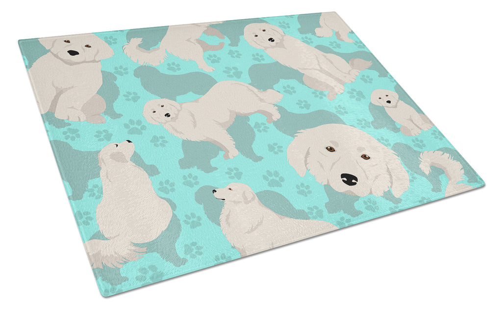 Great Pyrenees Cutting Board Tempered Glass Kitchen Cutting Surface, Heat Resistant Chopping, Non-Slip Feet, Food Prep & Serving