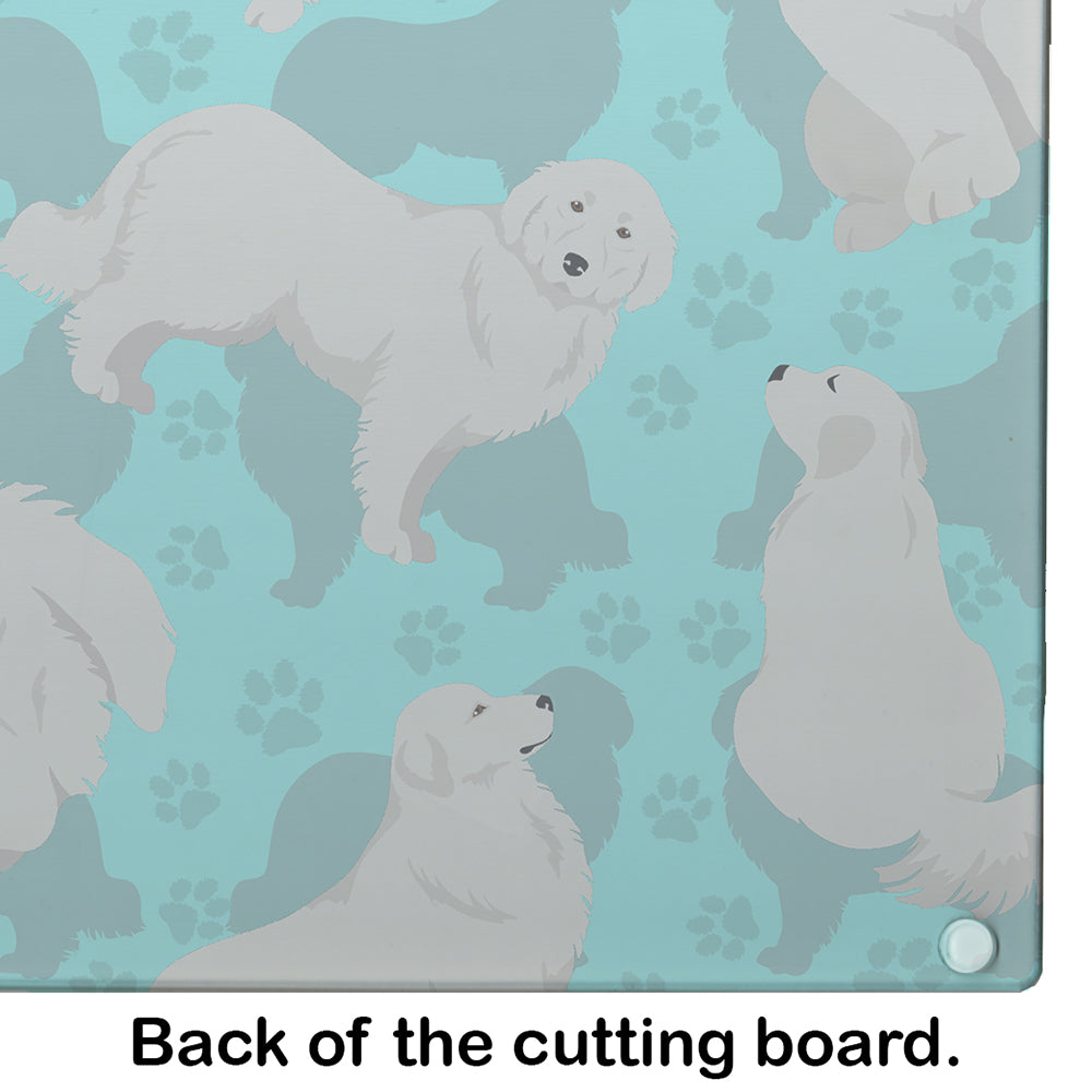 Great Pyrenees Cutting Board Tempered Glass Kitchen Cutting Surface, Heat Resistant Chopping, Non-Slip Feet, Food Prep & Serving