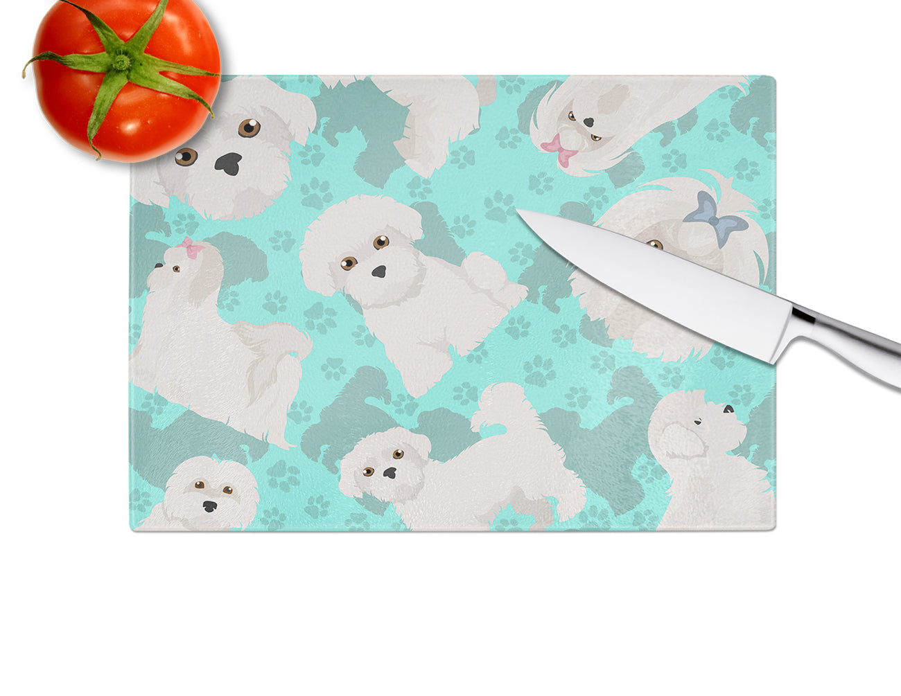 Maltese Cutting Board Tempered Glass Kitchen Cutting Surface, Heat Resistant Chopping, Non-Slip Feet, Food Prep & Serving